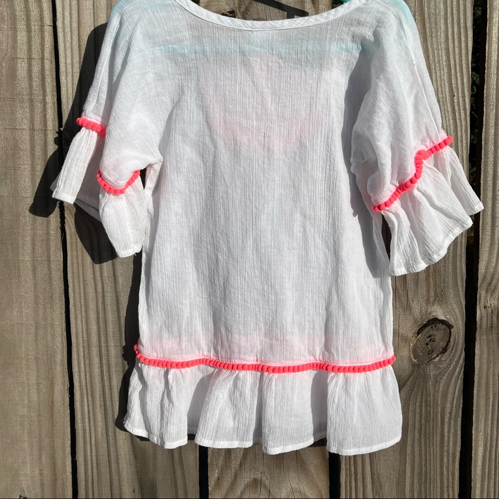 Cat & Jack Size 3T White with Multi Color Embroidery Swimsuit Coverup Dress - Picture 3 of 10